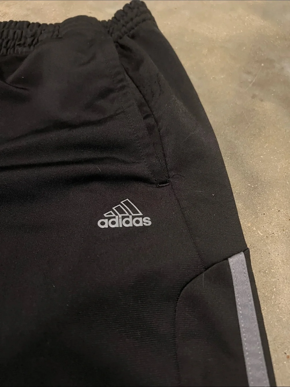 adidas Black Track Pants with Silver Stripes